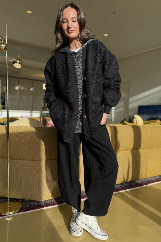 Beach Walk Fleece Cardigan Black /14=